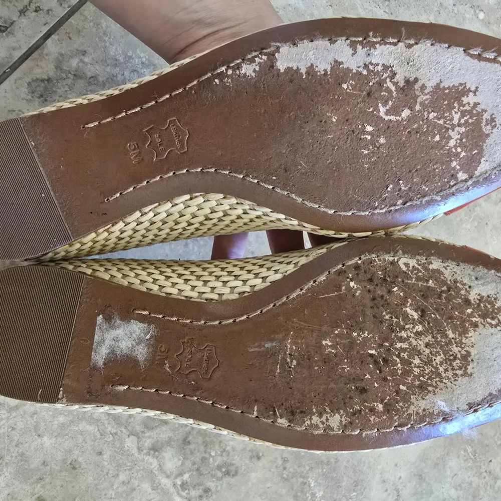 TORY BURCH Catherine orange patent with raffia smoking slippers flats shoes 5 - Picture 5 of 8